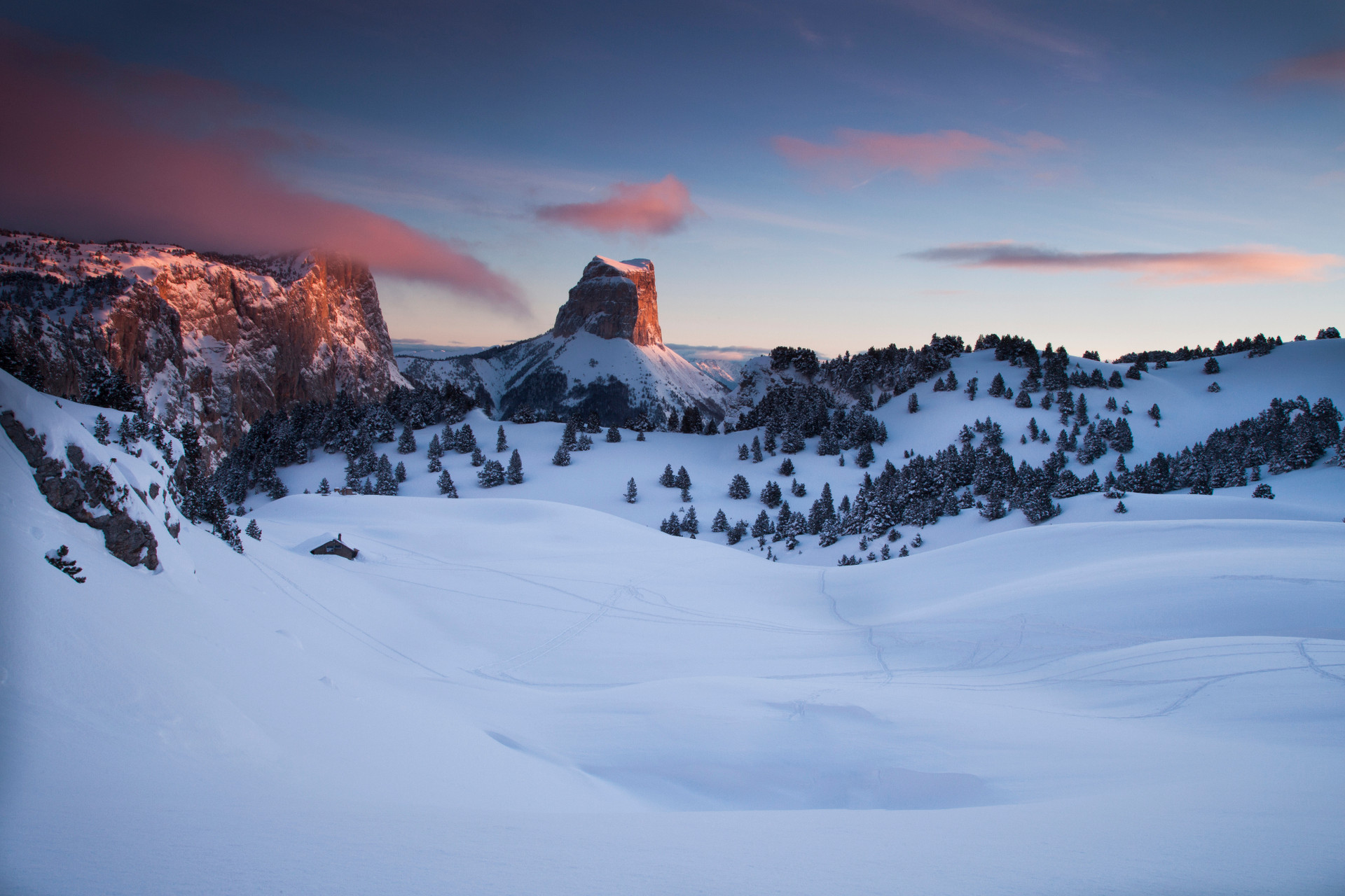 Morgenrot am Mont Aiguille
