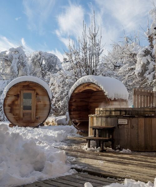 Fasssauna und nordisches Bad im Schnee - Frankreich