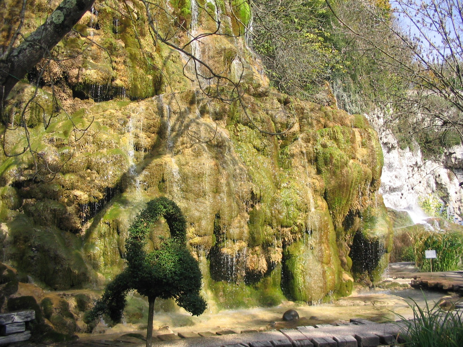 Wasserfälle und Kalktuffbildungen - Jardin des Fontaines Pétrifiantes - La Sône