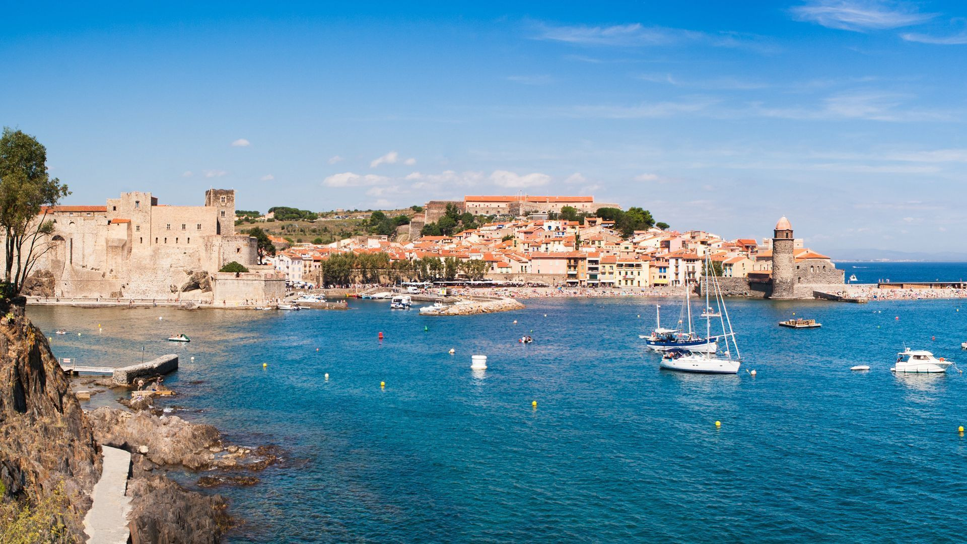Bucht von Collioure und Königliches Schloss - Côte Vermeille - Frankreich