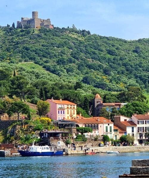 Fort Saint-Elme überragt Collioure und seine bunten Häuser - Côte Vermeille - Frankreich