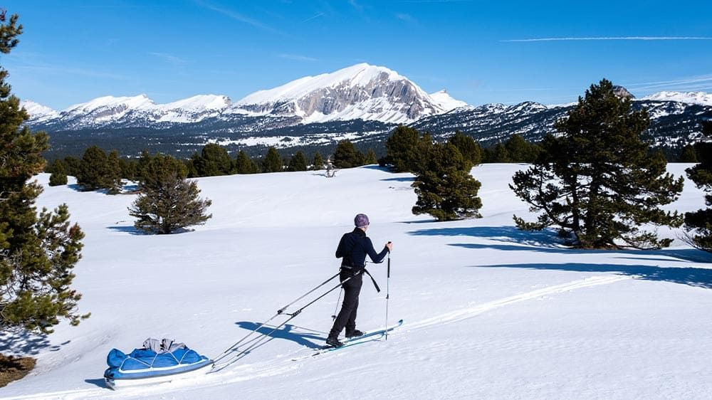 Nordische Skitour mit Pulka - Vercors - Frankreich