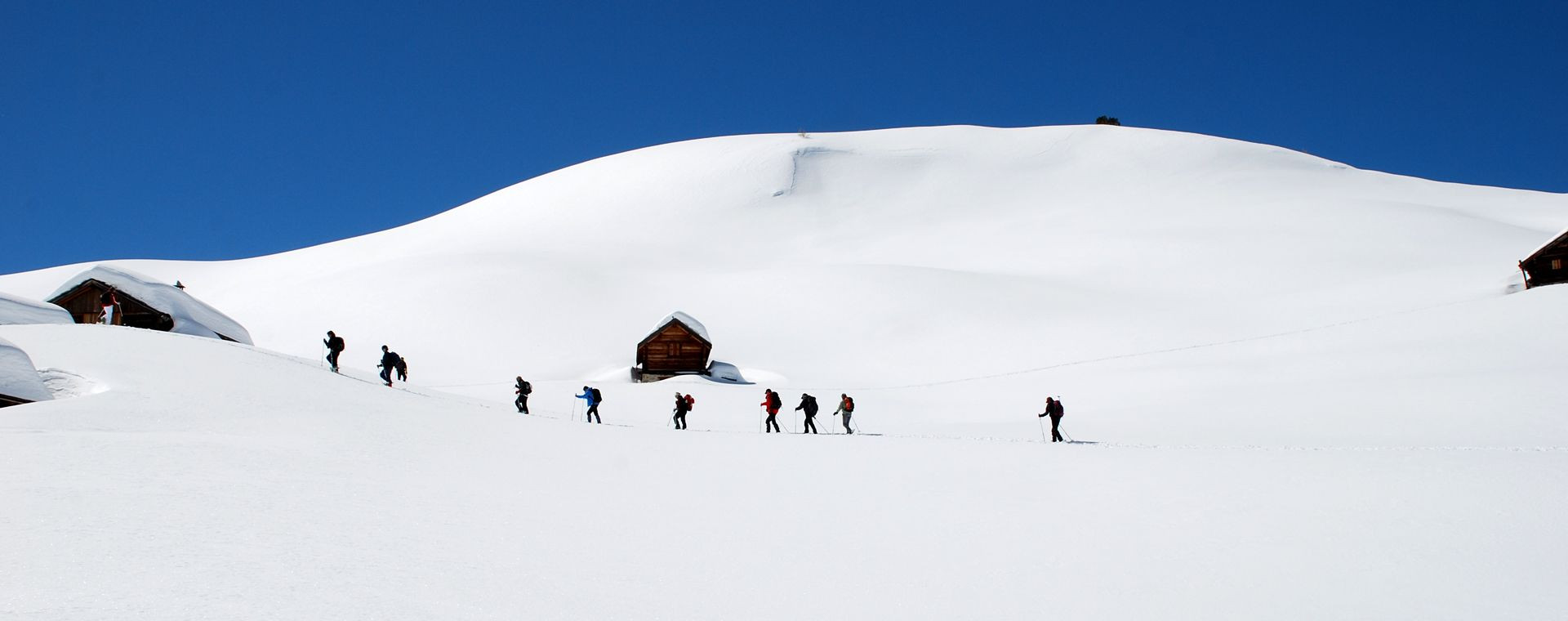 Schneeschuhgruppe im Schnee - Queyras - Alpen