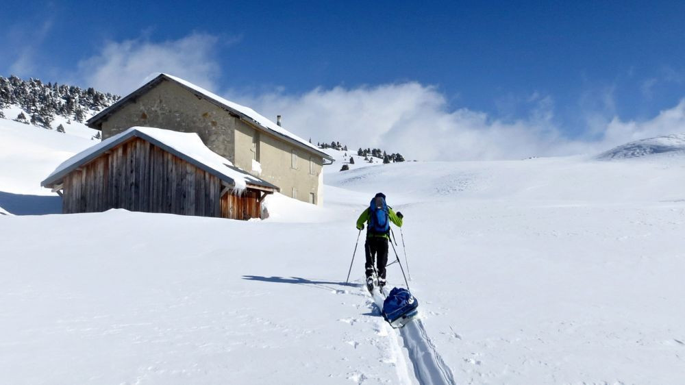Nordische Skitour mit Pulka - Vercors - Frankreich