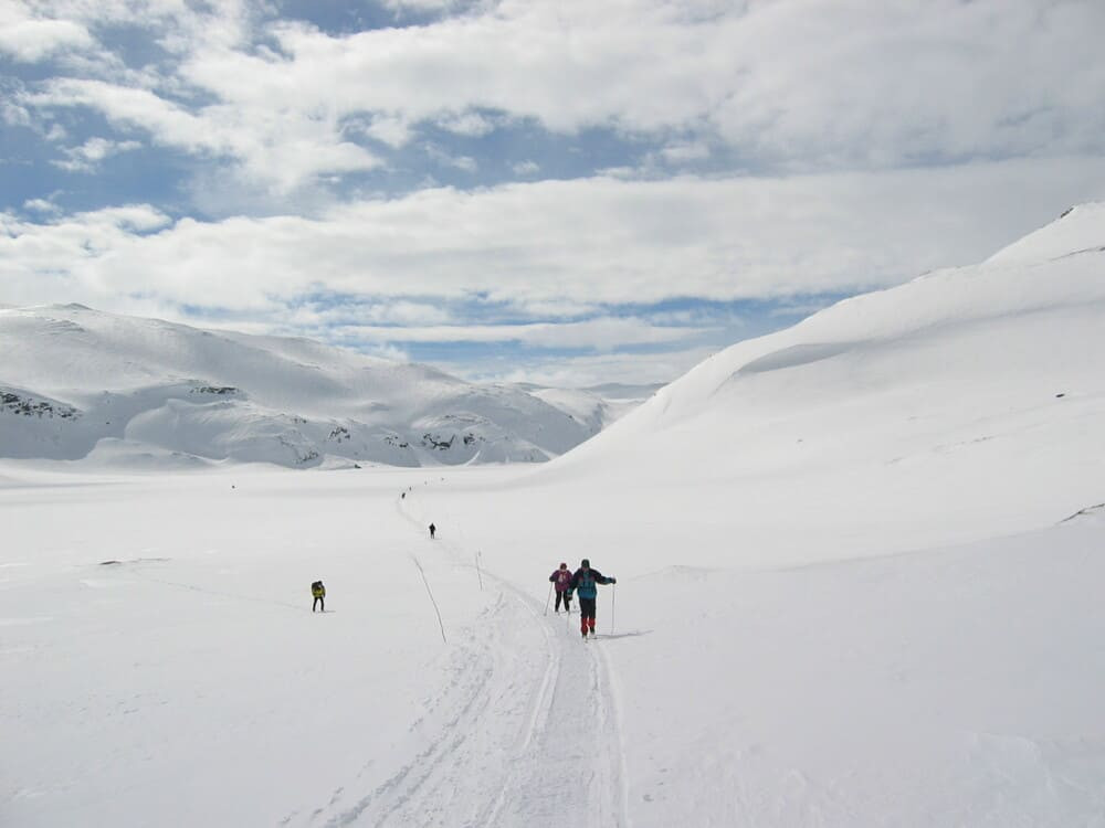 © Anouk Anglade Skieurs nordiques en route vers le glacier - Norvège