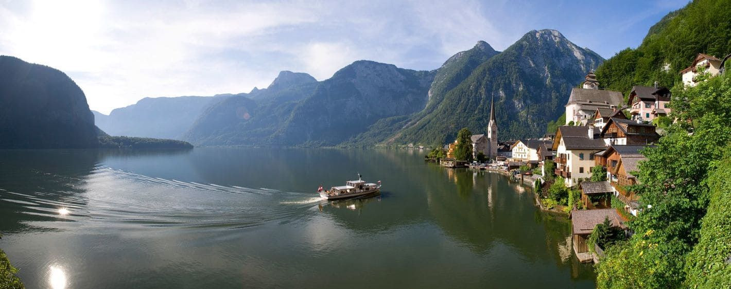 Panorama des Dorfes und Sees von Hallstatt - Salzkammergut - Österreich