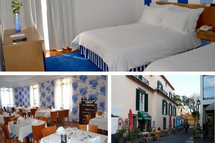 Zimmer, Restaurant und Fassade des Hotels Amparo