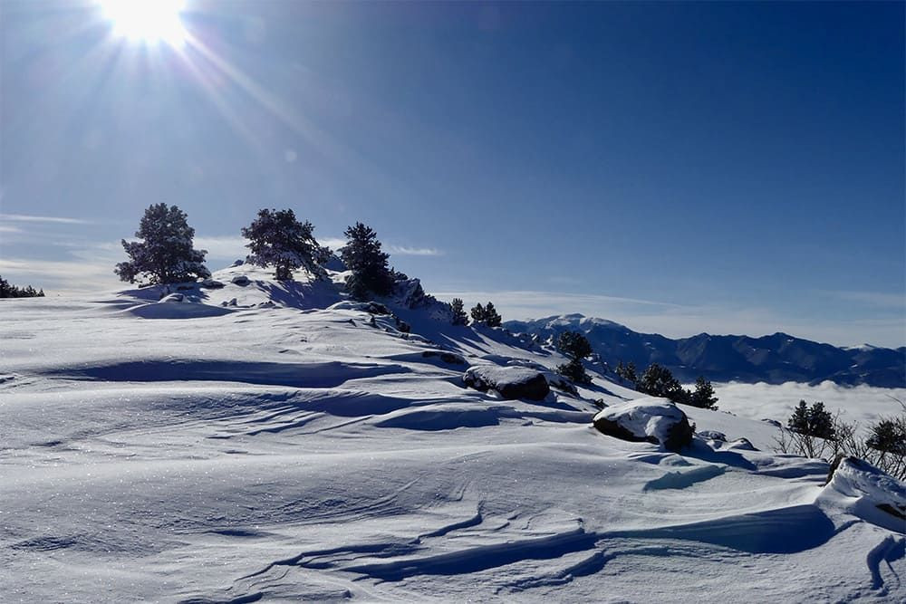 Verschneite Hochebene in der Sonne - Cerdagne - Pyrenäen - Frankreich