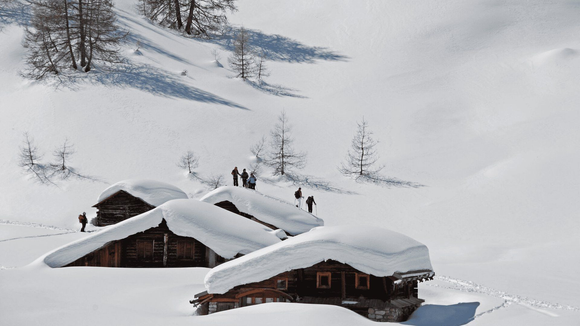 Schneeschuhwanderung bei verschneiten Chalets - Queyras - Alpen - Frankreich