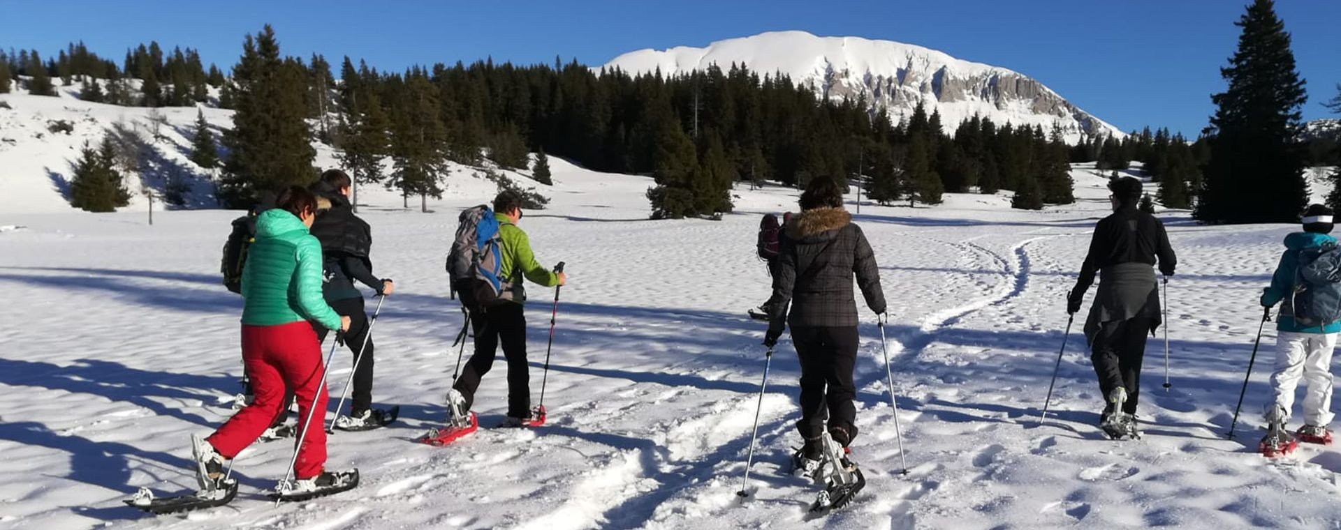 Schneeschuhgruppe auf dem Plateau du Vercors - Frankreich