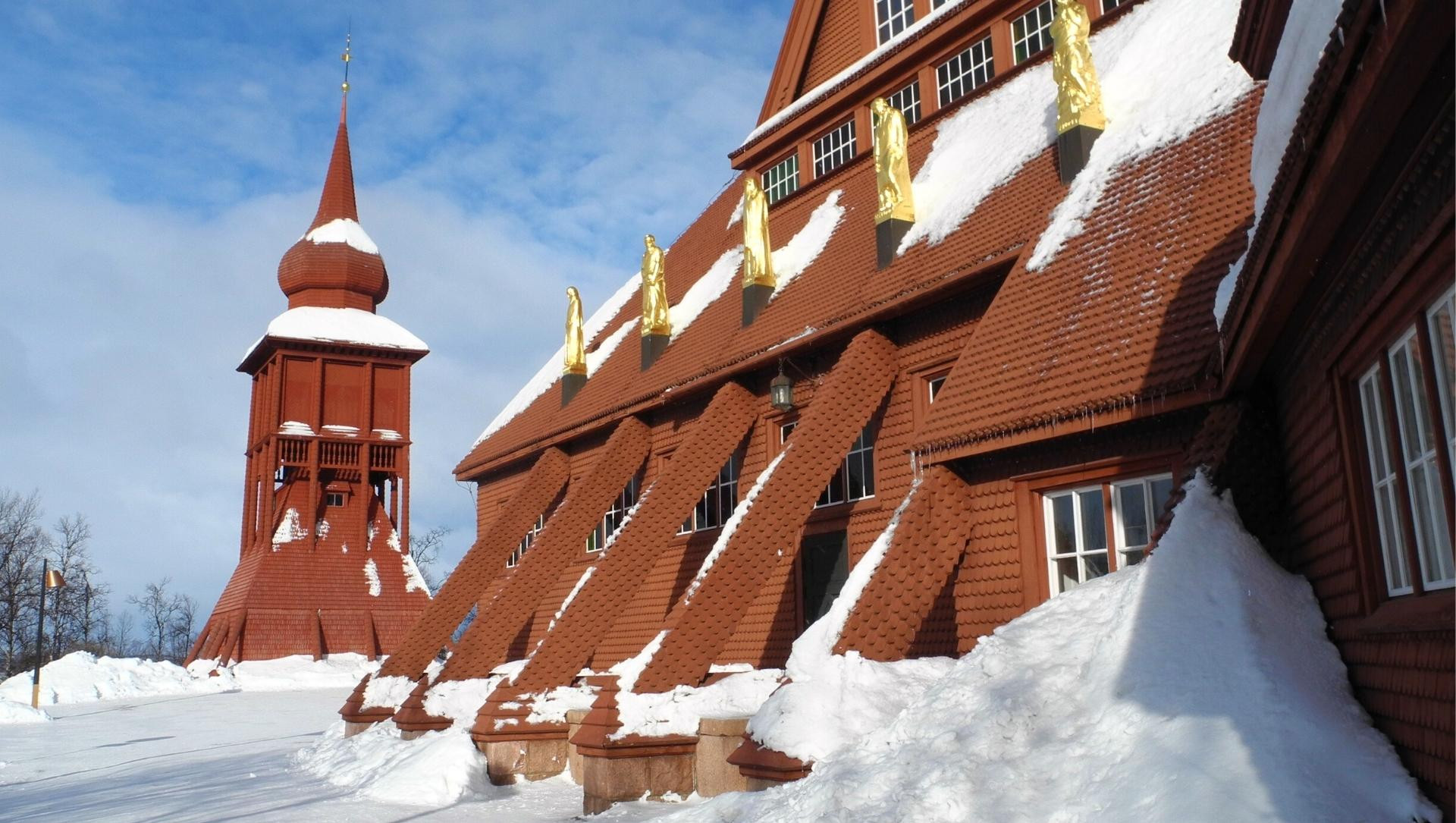 Holzkirche von Kiruna im Schnee - Lappland - Schweden