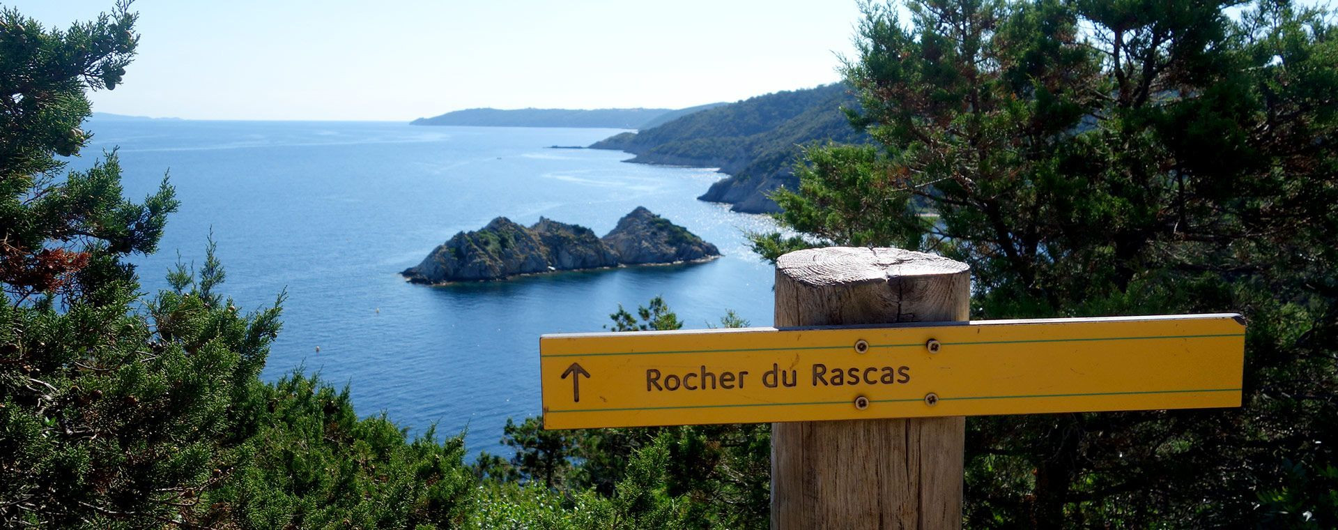 Wegweiser zum Felsen Rocher du Rascas - Insel Port-Cros - Var - Frankreich
