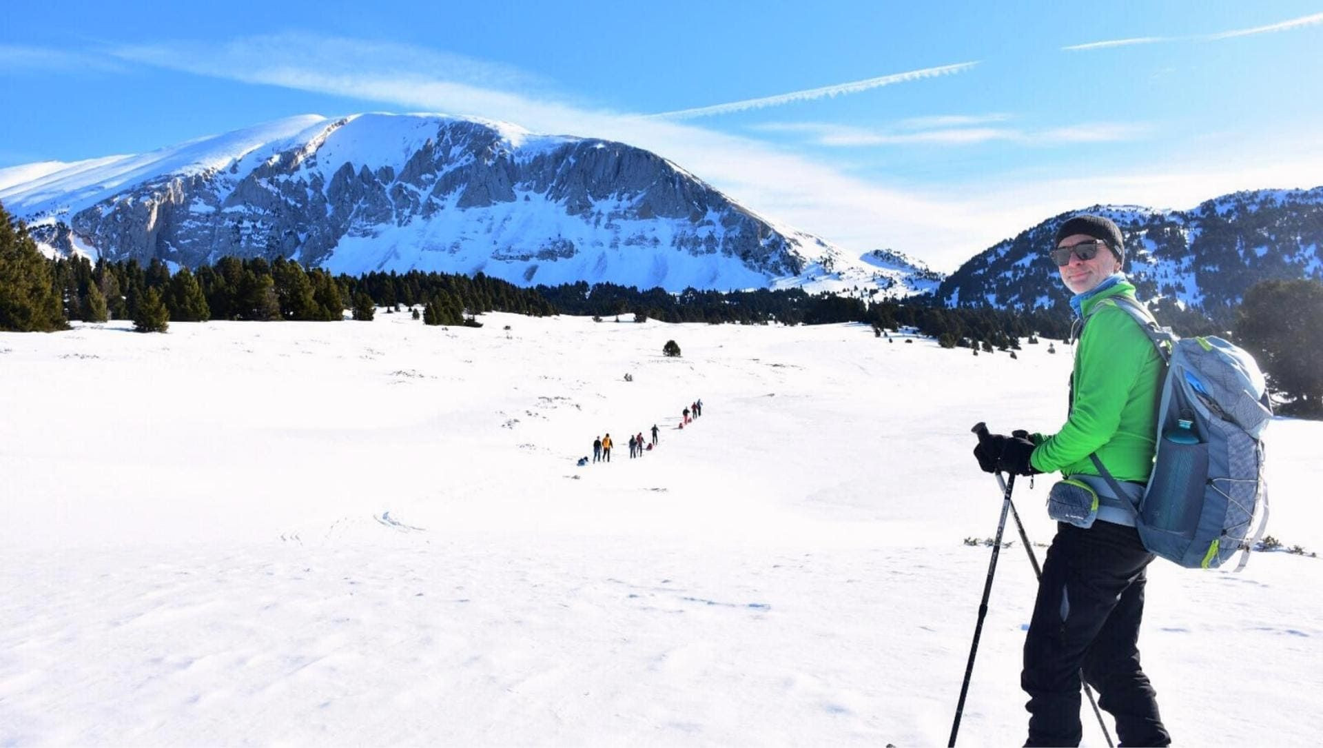 Schneeschuhwanderer unter dem Grand Veymont - Vercors - Frankreich