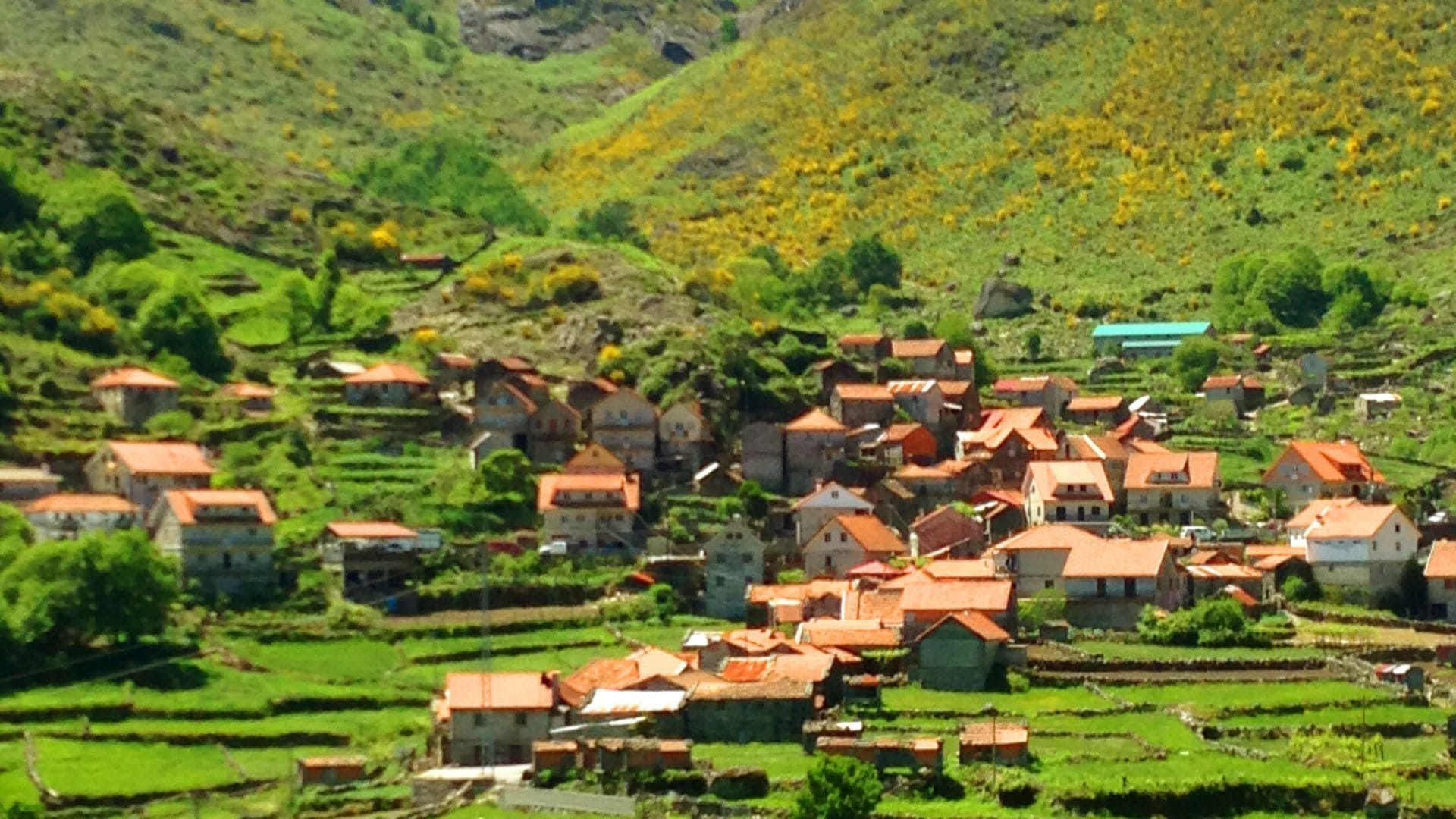 Dorf mit Ziegeldächern am Berghang - Castro Laboreiro - Portugal